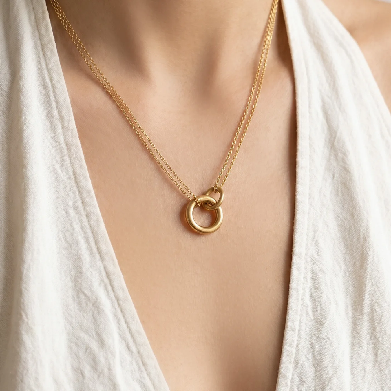 316L Edelstahl 18K Vergoldete Halskette Geometrischer Runder Anhänger Halsketten Mode Minimalistischer Choker Damenschmuck – Detail 3