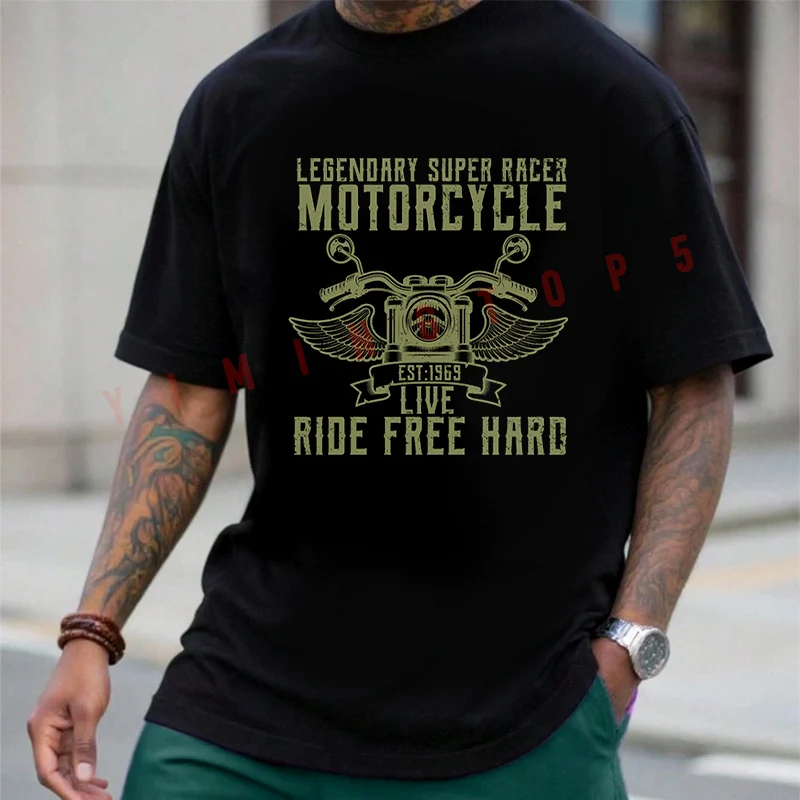 

Legendary Super Racer Motorcycle T-shirt Men's Summer Cotton Casual Short-sleeved O-neck Top Tees