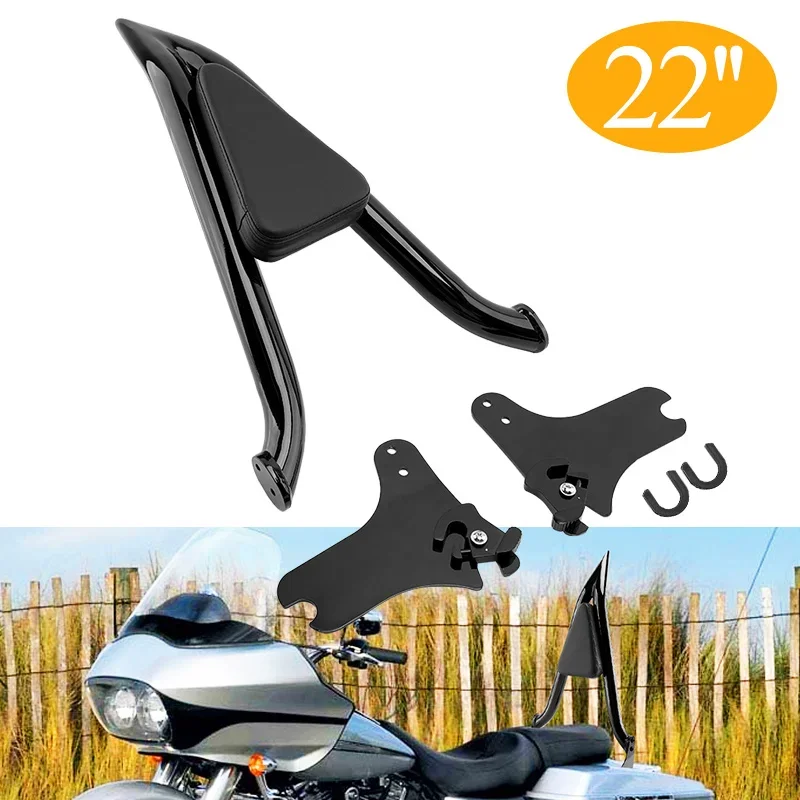 

Motorcycle Sissy Bar Detachable Rear Passenger Backrest Quick Release For Harley Touring Street Glide Road King FLHT FLTRX 97-08