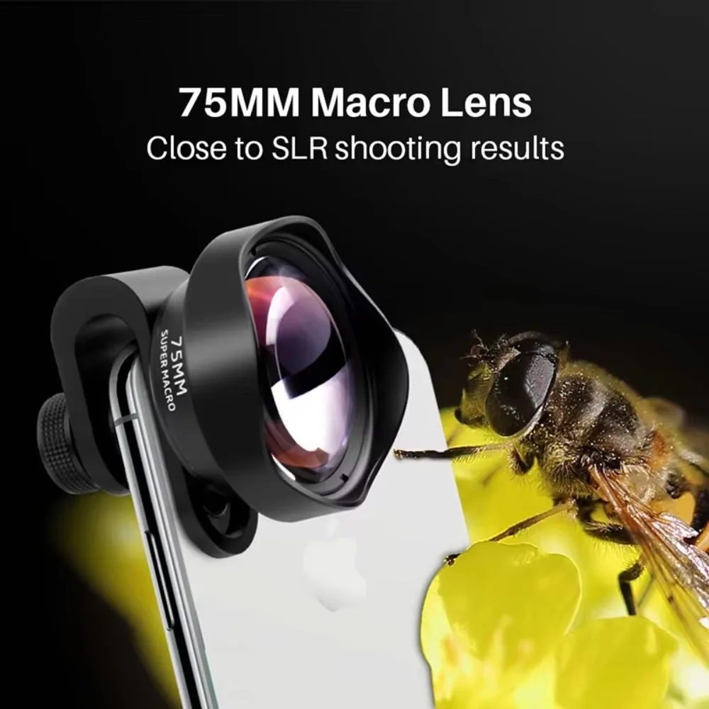 75mm 10X HD Macro Lens Multi Coated Clip On Universal for Jewelry Flower Insect iPhone 16 15 14 13 Pro Max Android Smartphones