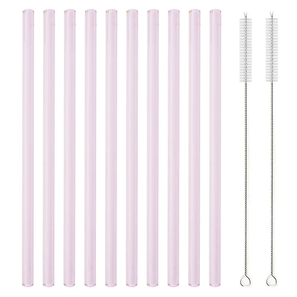 

12Pcs Reusable Glass Straw Set High Borosilicate Smoothie Cocktails Straw Healthy Eco Friendly Drinking Straw with Clear Brush