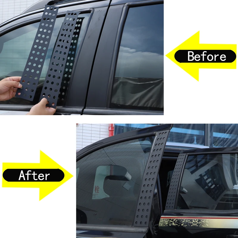 For Ford Ranger Wildtrak T7 T8 2015-2021 Aluminum Alloy Car Windows B-pillar Center Column Cover Trim Sticker Car Accessories