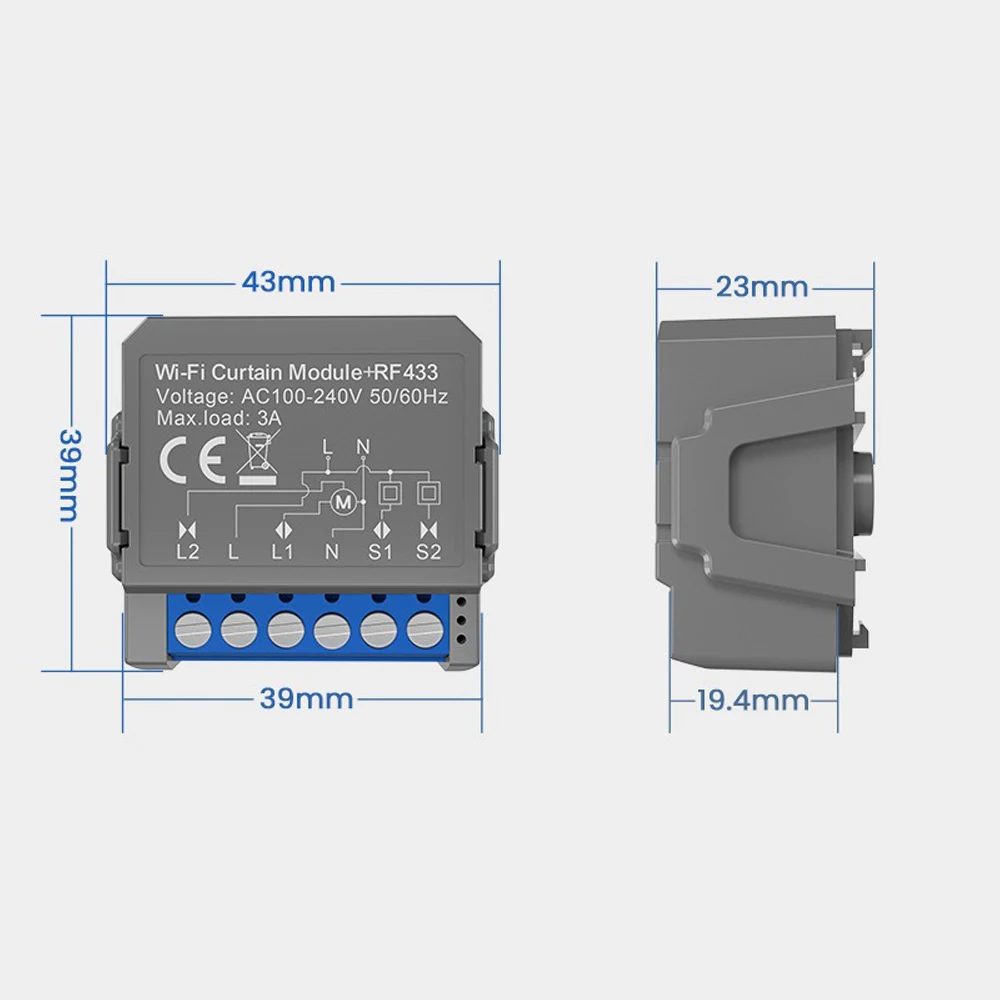 

AC100-240V 3A Умный Wi-Fi переключатель штор Встроенный официальный модуль Wi-Fi Tuya, совместимый с Amazon Alexa Echo и другими устройствами