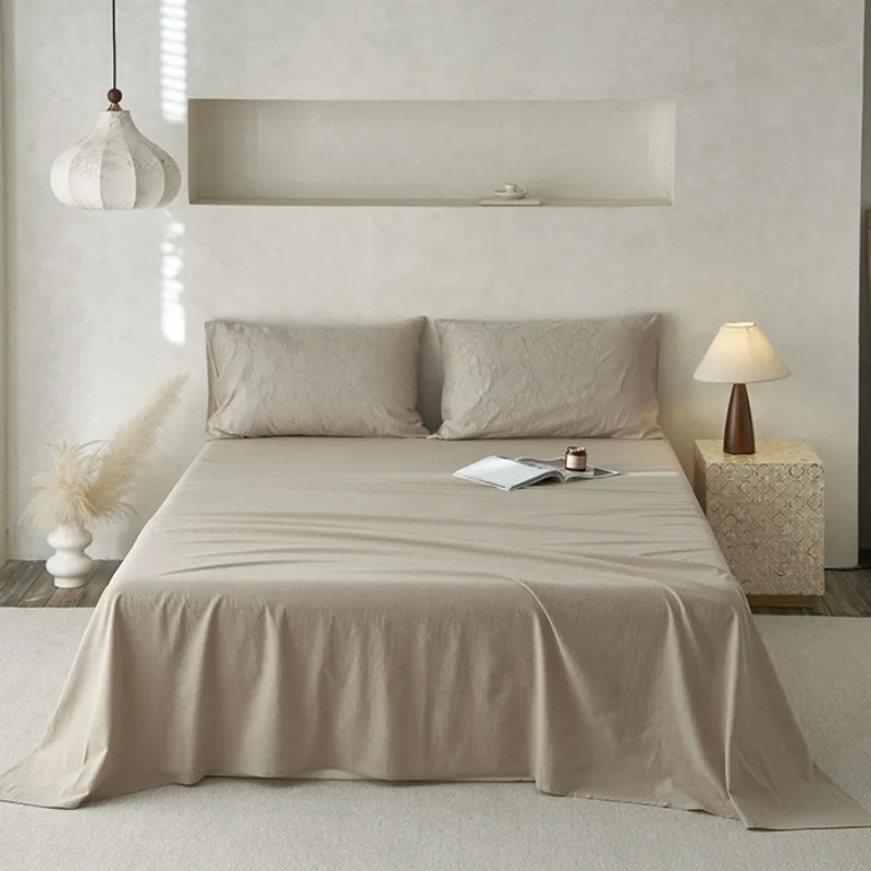 

Spring and summer new dyeing washed jacquard single product bed sheet solid color simple bed sheet single piece