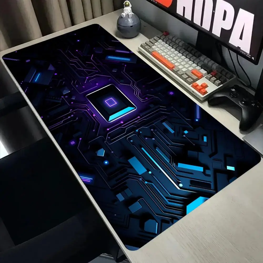 Purple Blue Circuit Board Chip Tech Large XXL Extended Gaming Mouse Pad Non-Slip Rubber Base E-sports Keyboard Desk Mat Mousepad