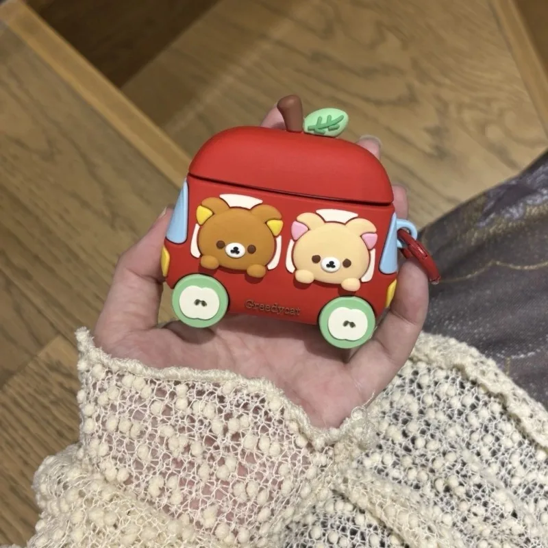 

Rilakkuma аниме чехол для наушников с героями мультфильмов для AirPods 4, AirPods Pro/pro2, мягкий силиконовый защитный чехол для наушников, подарок для девочек
