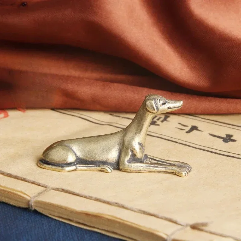 Vintage Copper Lying Dog 12 Zodiac Figurines Desktop Ornament Decoration Retro Brass Dog Home Craft Decor - view 3