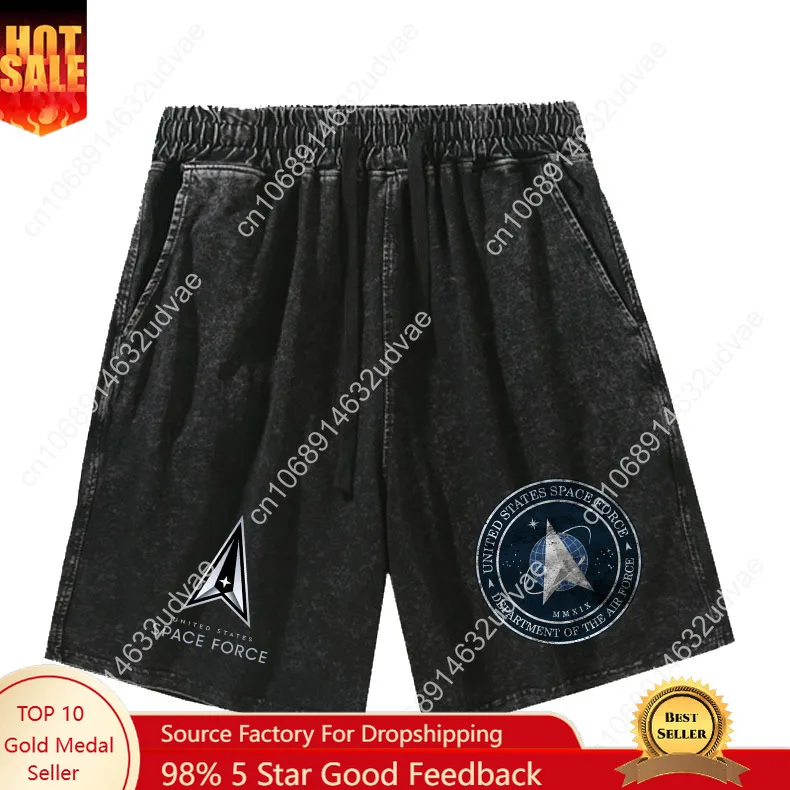 

United States Space Force Shorts Man Woman Teenager Retro Short Pants Vintage Cotton Elastic Beach Shorts Customized Pant