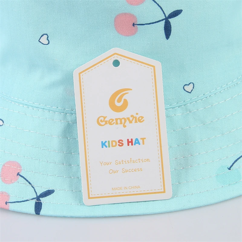 GEMVIE-Boné de balde de cereja rosa unisex, proteção solar de algodão, chapéu alto plano, praia ao ar livre, crianças, nova moda, UF50, primavera, verão, 2024