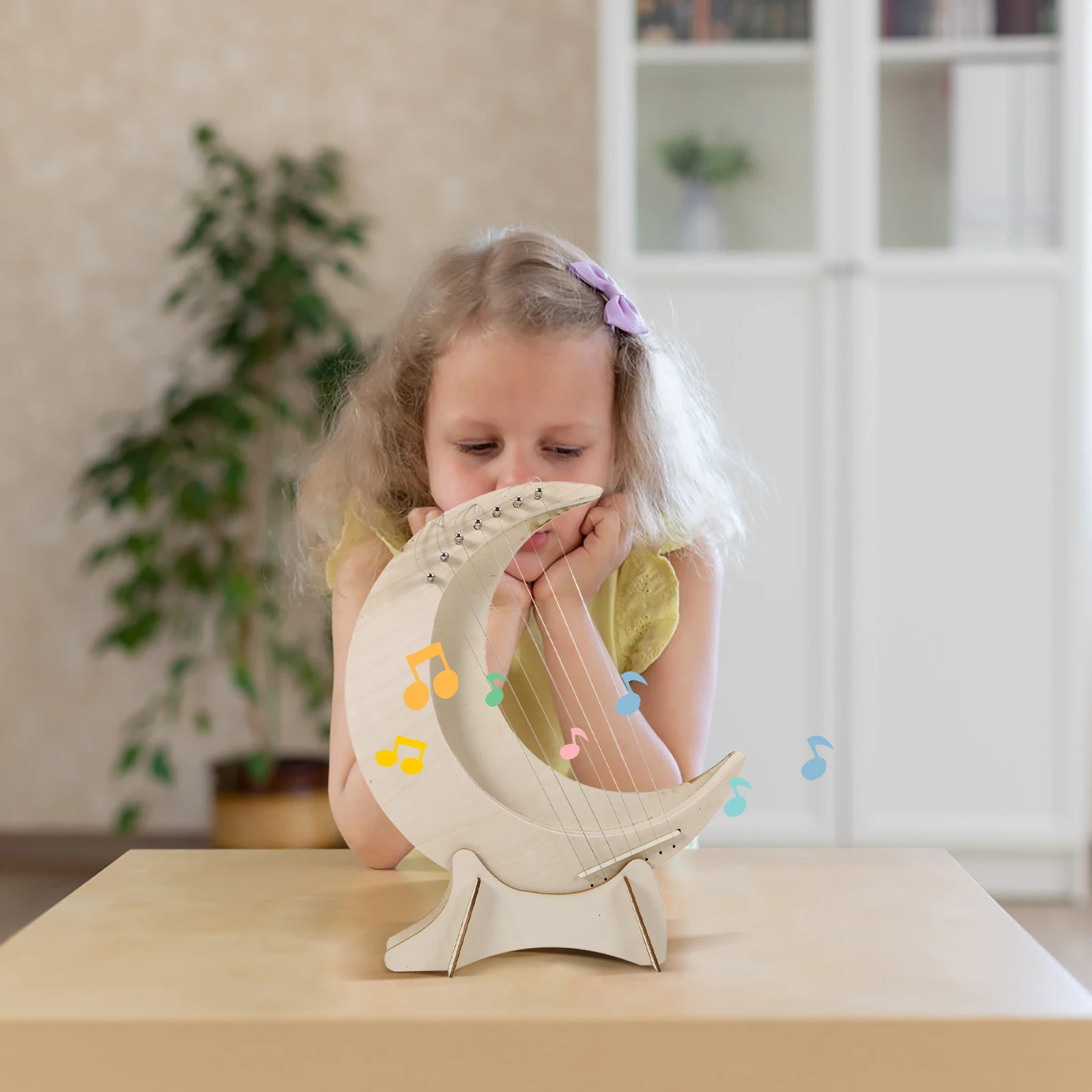 آلة موسيقية خشبية من 7 أوتار للمبتدئين، أوتار محمولة صغيرة محمولة لتعلم الموسيقى للأطفال