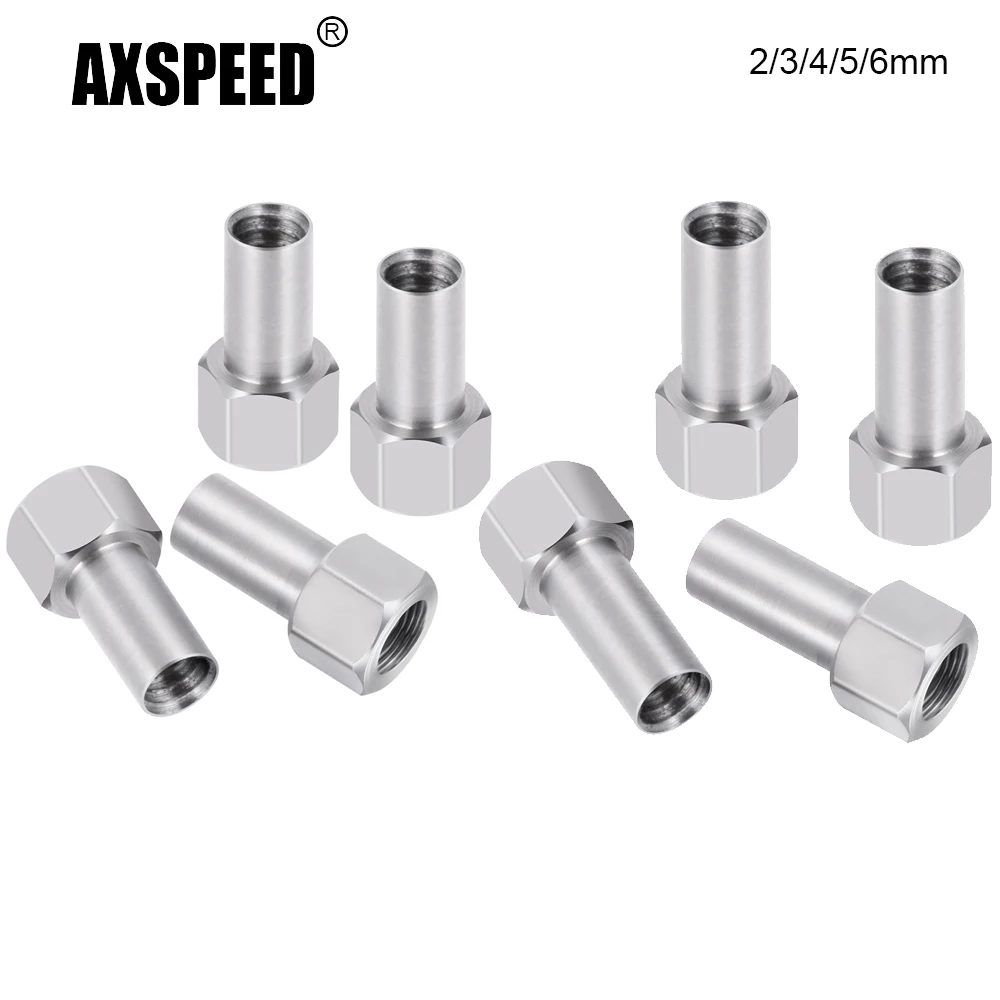 AXSPEED 4Pcs 2mm/3mm/5mm Stainless Steel Wheel Hex 4mm Adapters Coupler for TRX-4M 1/18 RC Crawler Car Upgrade Parts