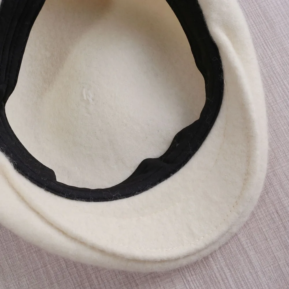 Retro Forward Cap Women's Fashion Trendy Beanie Fall/Winter Artsy Face-Slimming Wool Flannel Painter Hat