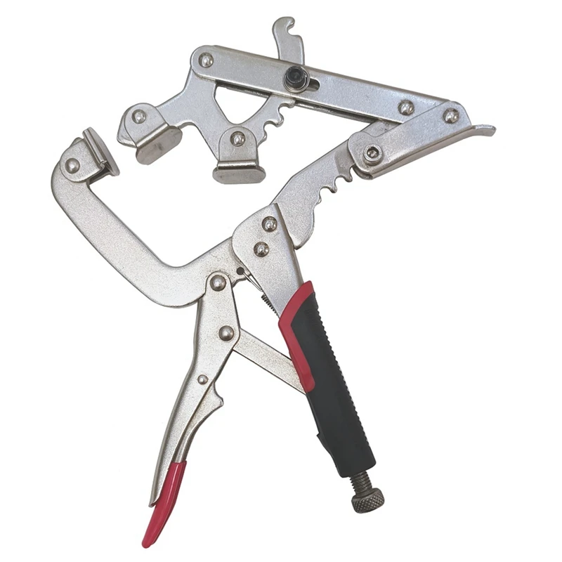 DTA5 10 Inch C Clamp Locking Pliers, Adjustable Width 2-5 Inch Three Head Welding Clamp, Heavy Duty Woodworking Grip Tool