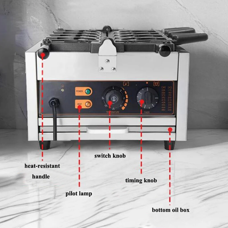 Komercyjna maszyna do gofrów w kształcie rekina w rożku otwarte płytki maszyna do gofrów rybny elektryczny maszyna do produkcji wafli Taiyaki