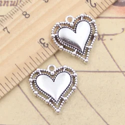 10pcs Charms Heart 20x20mm Tibetan Silver Color Pendants Antique Jewelry Making DIY Handmade Craft
