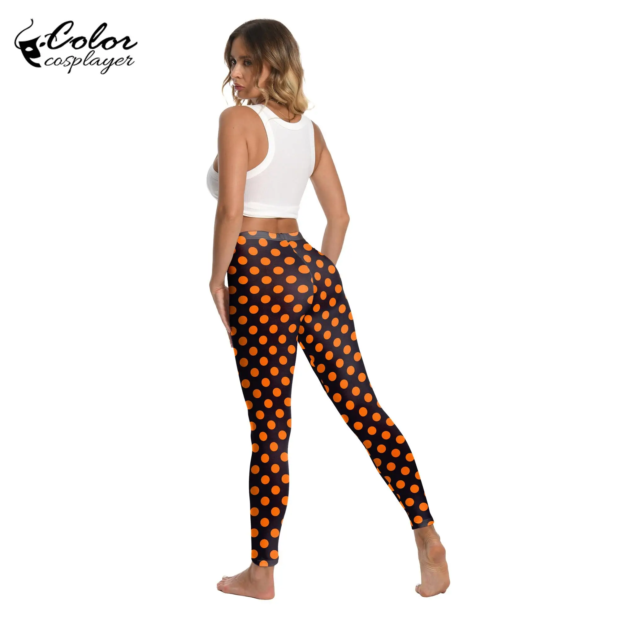 Color Cosplayer Dots Legging for Women Pants Holiday Party Skinny Trousers Female Carnival Slim Trousers Vintage Streetwear