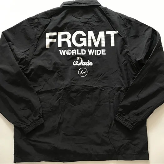 World Wide Wade  Jacket Thunder Stamp Men's Long Sleeve Casual Style Polyester Fiber Letter Pattern Loose Fit Coat