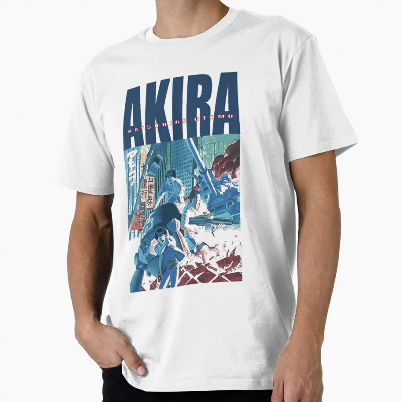 Camiseta Katsuhiro Otumo, estilo retrô, anime Akira, cyberpunk, manga, estampa de explosão da cidade, roupas gráficas, cyber mecha, Neo-Tokyo.