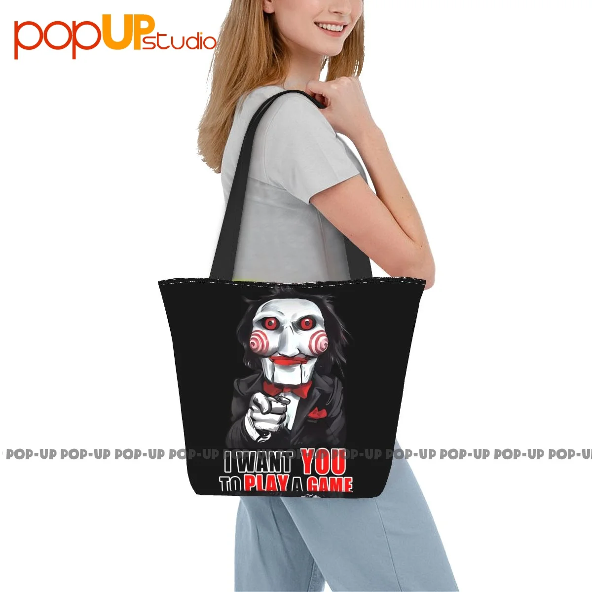 Saw Jigsaw Billy Puppet I Want You To Play A Game Fashion Handbags Convenient Shopping Bag High Quality