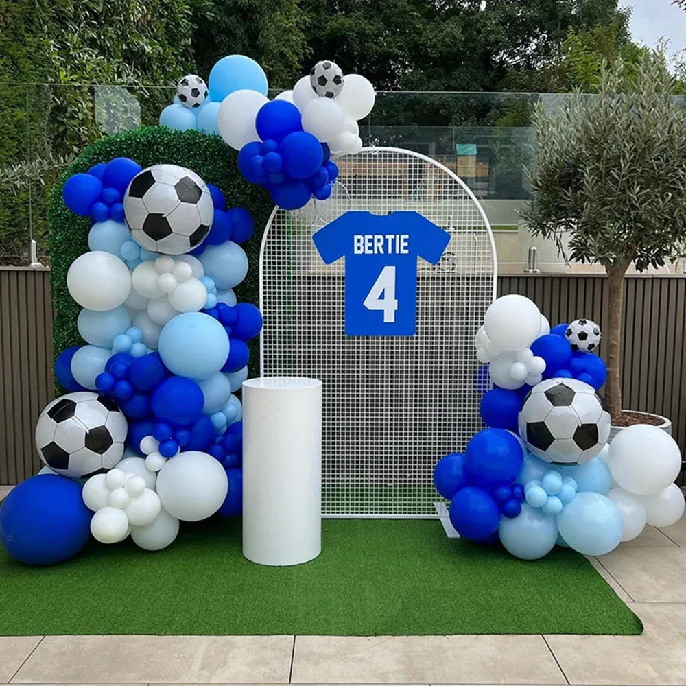 

134pcs 4D Football Balloon Garland Kit Blue Black White Balloon Baby Shower Decor Boy Birthday Football Theme Party Decoration