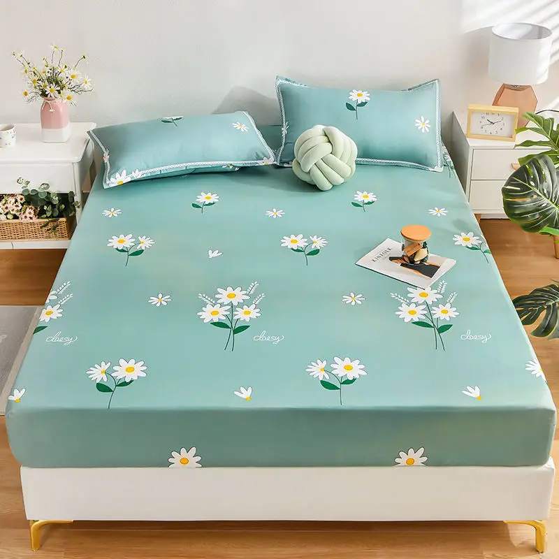 WOSTAR Daisy printed elastic fitted sheet mattress protector cover soft bedspreads couple 2 people double bed bedsheet king size