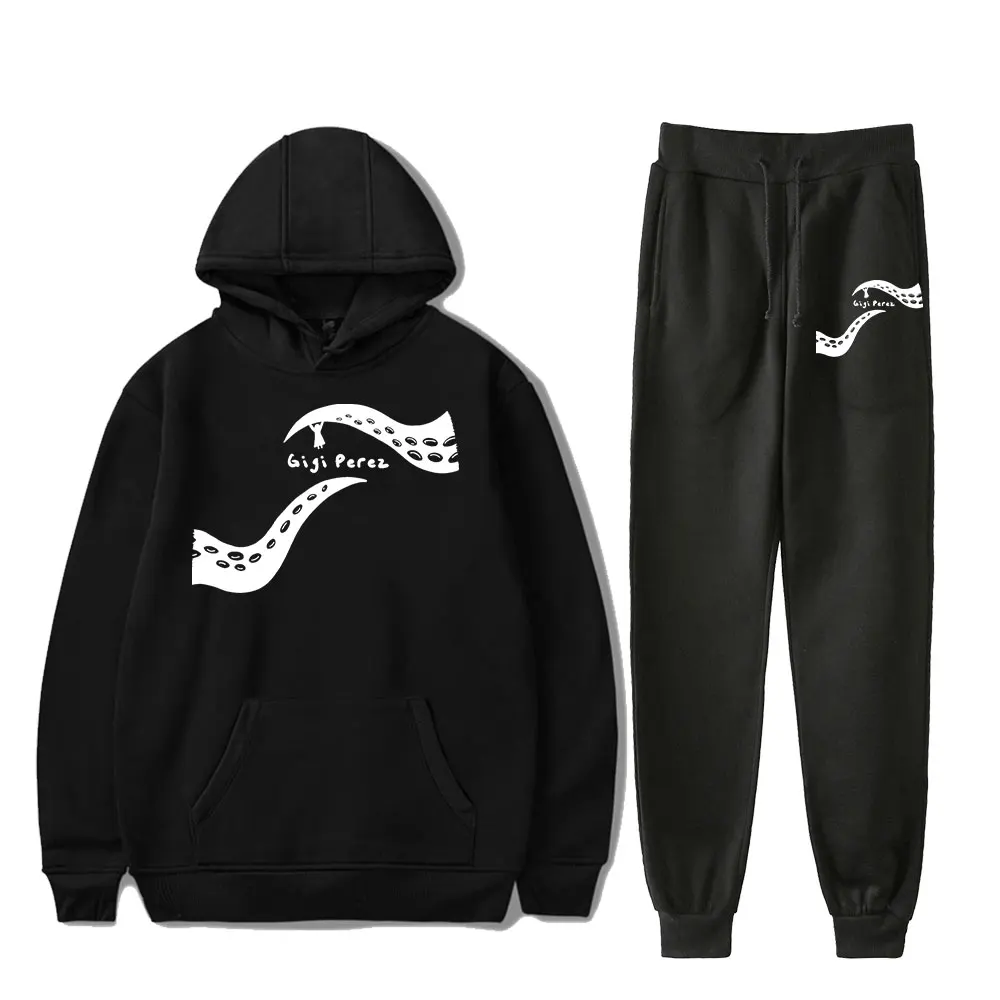 Conjunto de Moletom Gigi Perez Tentacle Tour com 2 Peças, Calça e Hoodie com Estampa Gráfica, Traje Casual para Treino Diário