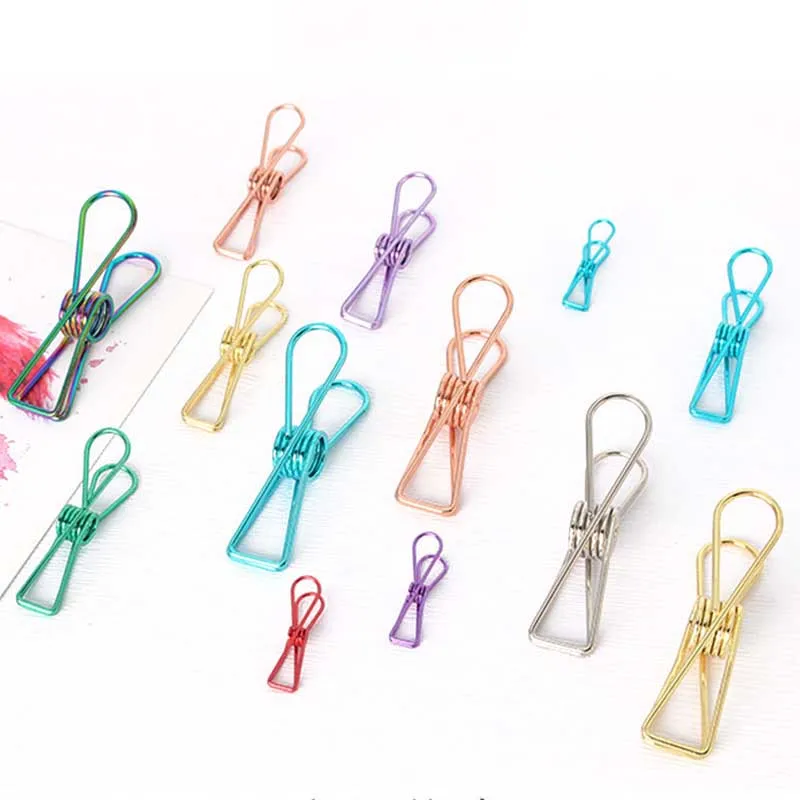 10pcs 32mm Originality Metal Photo Office Clips Memo Paper Peg Clothespin Stationery Christmas Wedding Party Craft Decoration