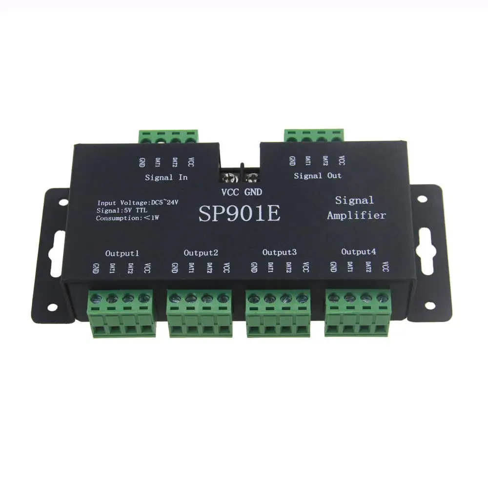 

SP901E SPI Signal Amplifier Repeater for WS2812 WS2811 etc All The RGB Addressable Strip Light and Dream Color Programmable LED