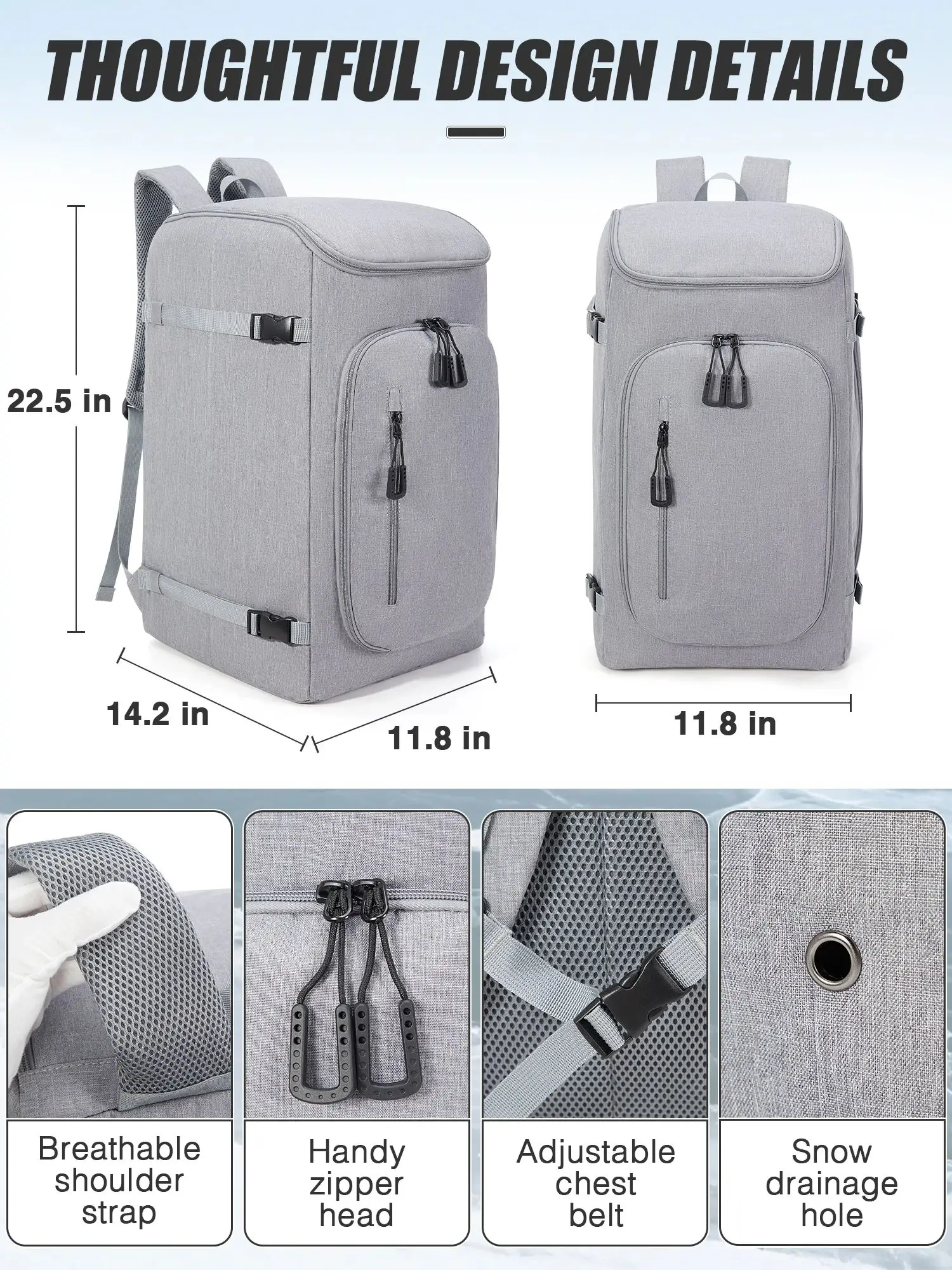 حقيبة أحذية ki - حقيبة ظهر للسفر بسعة 50 لترًا، مقاومة للماء، حقيبة ظهر على الجليد للسفر، معدات المتاجر بما في ذلك الخوذة