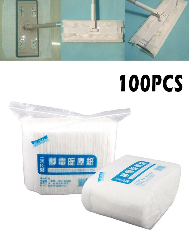 100*Disposable Electrostatic Dust Removal Mop Paper Home Kitchen Bathroom Cleaning Cloth Replacement Mop Head Cloth High Quality