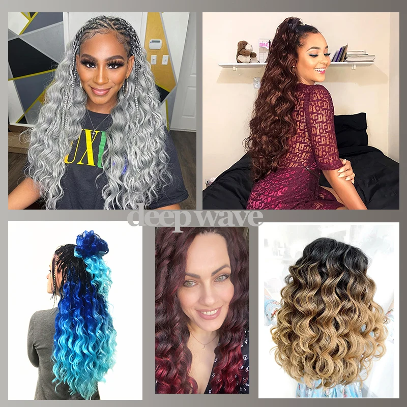 Full Star Ombre Deep Wave Bulk Crochet trecce capelli sintetici intrecciatura capelli nero marrone rosa grigio 613 # colore Crochet Deep Twist