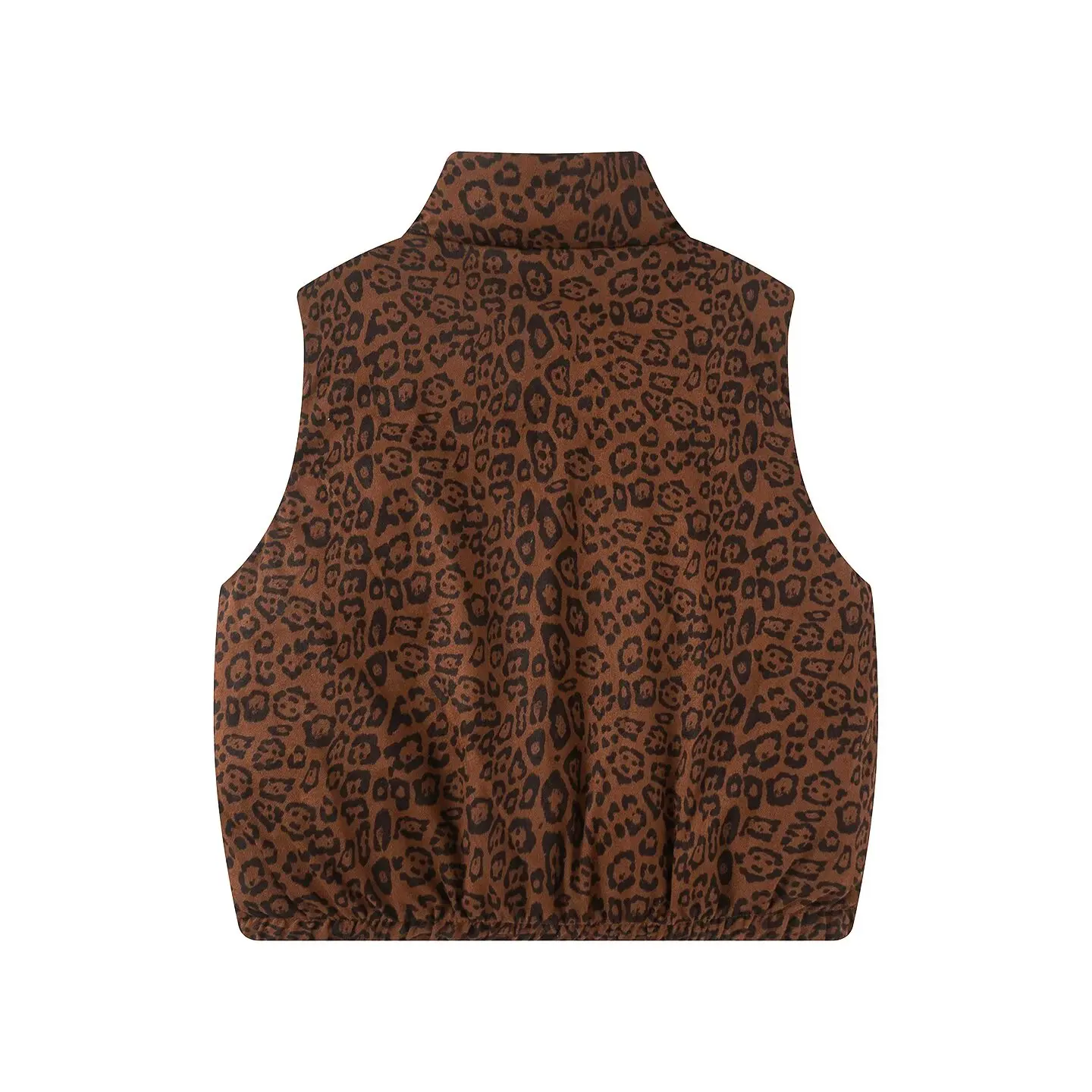 

JNLEAOG Autumn New Women's Faion Design Dual-Sided Wear Retro Wild Leopard Print down Cotton Vest Commute Sle round Ne
