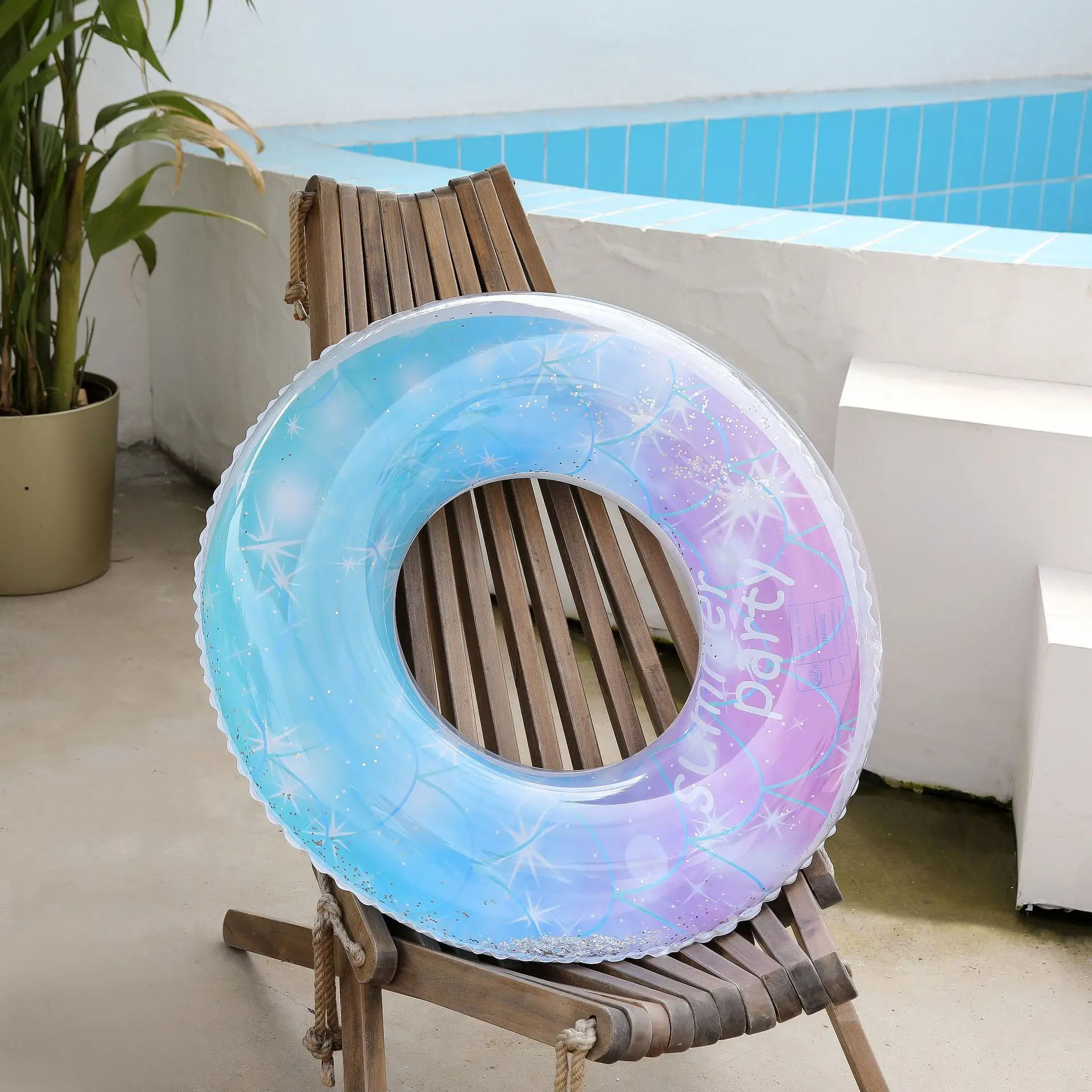 Children Swimming Ring Flash Star Pattern Circle Swimming Ring Strong Buoyancy Underarm Inflatable Float Fun Swimming Toys