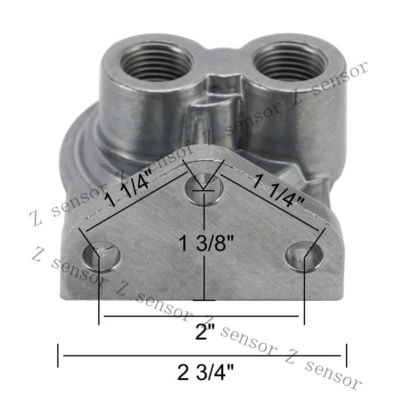 Z+ 15708 Oil Filter Mount Kit 1/2 in NPT Female Ports 3/4-16 in Center Thread F8