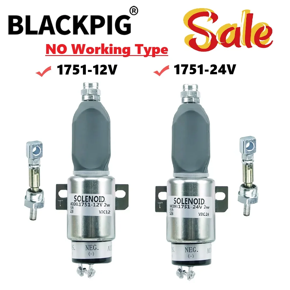NO Type 1751 Diesel Engine Stop Solenoid Valve Electronic Flameout Fuel Cut Off Shutdown Switch Generator Parts DC12V 24V