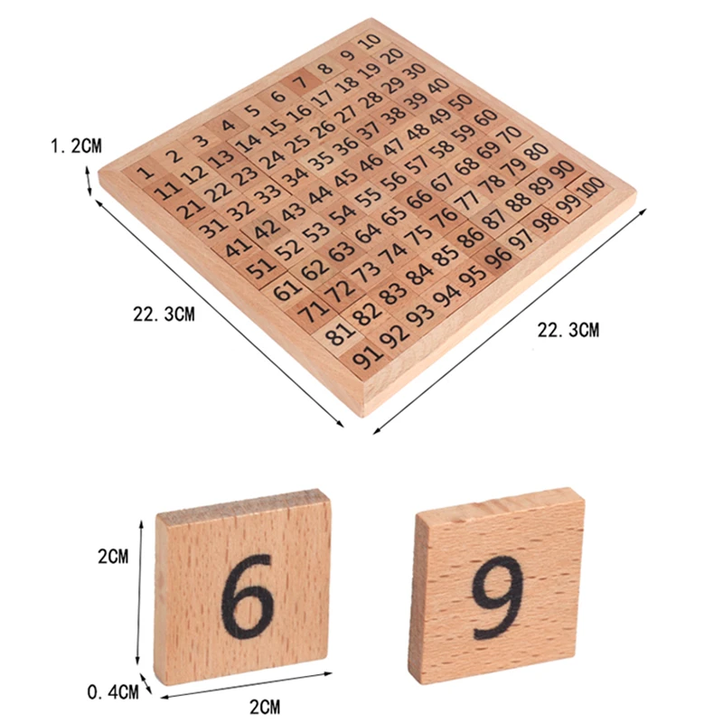 Montessori Teaching Aids Mathematics 1-100 Counting Kids Wooden Toys Digital Board Plate Educational Math Toy Gifts for Children
