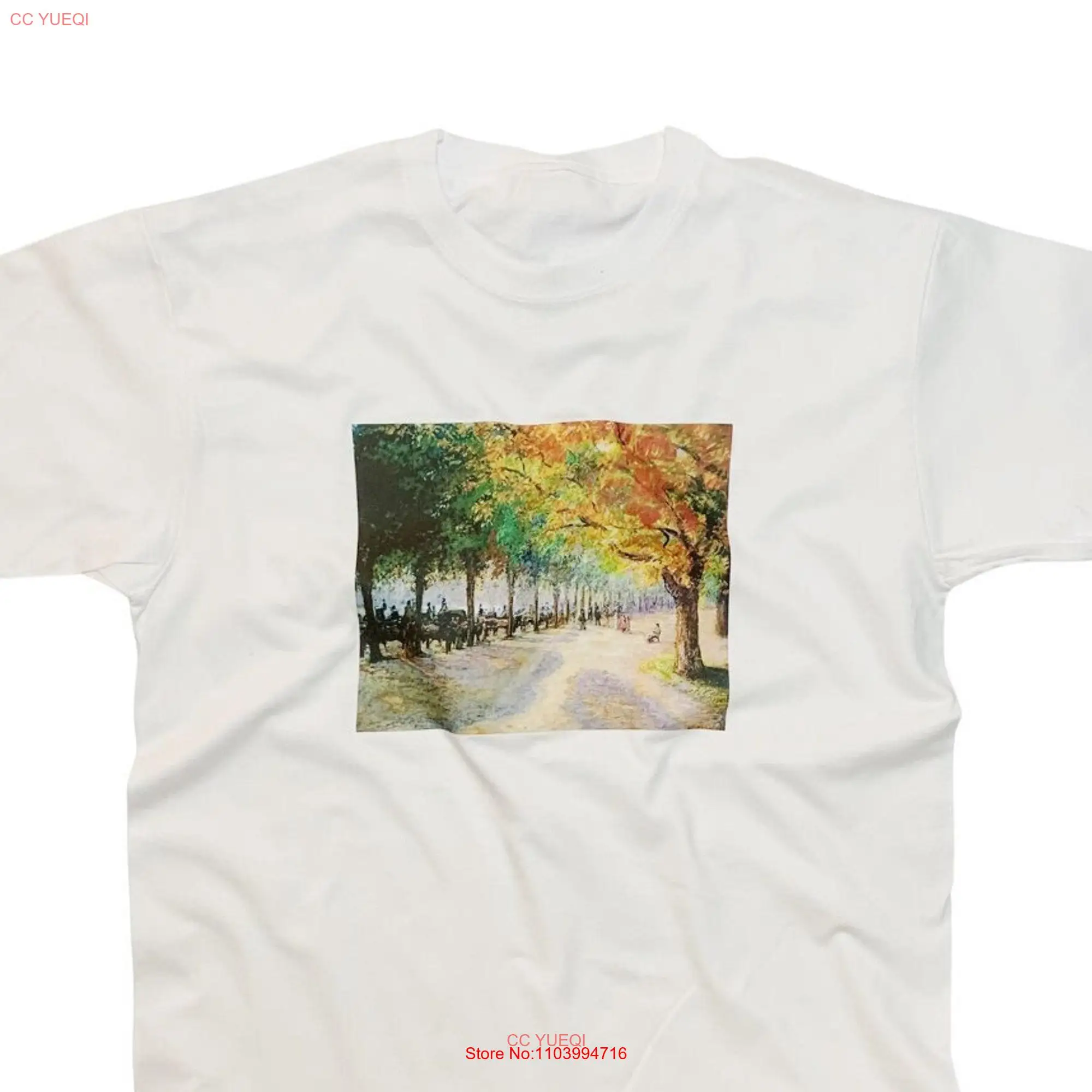 Camille Pissarro Hyde Park London T Shirt Famous Vintage Art Autumnal Winter Leaves Print Top long or short sleeves