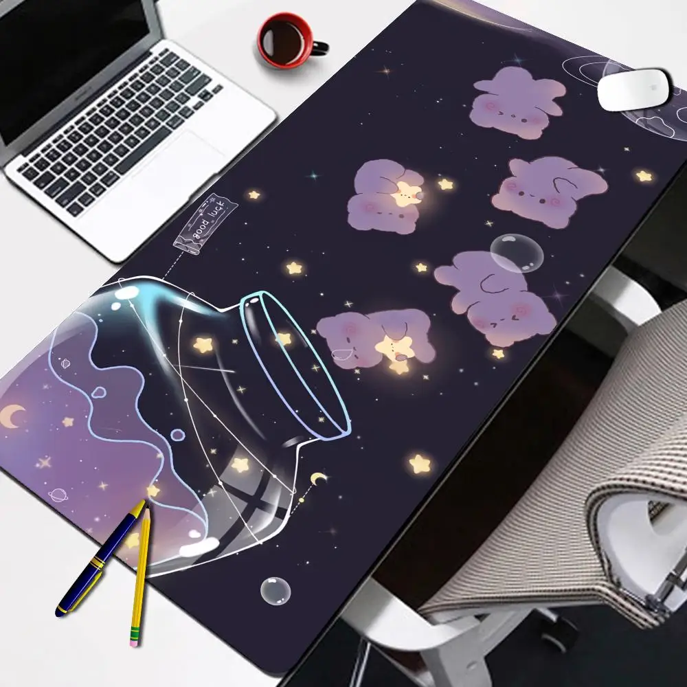 HD Little Bear Starry Sky Cute Mouse Pad Oversized XXL National Tide Game Desk Pad Computer Pad Keyboard Pad Desk Anime Mousepad
