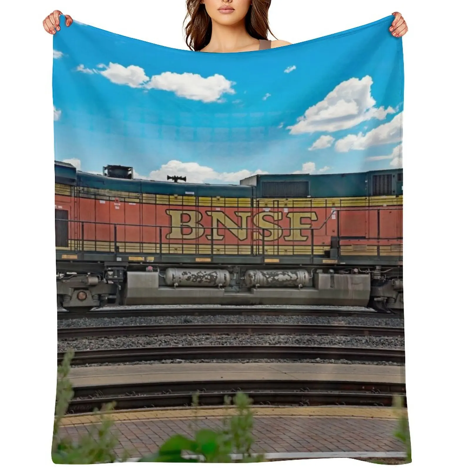 

BNSF Locomotive Throw Blanket Blankets For Baby Retros Moving Luxury Blankets