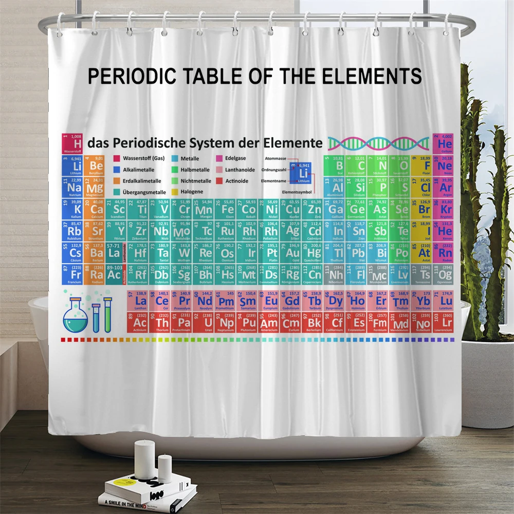 Periodic Table of Elements Shower Curtains Waterproof Bathroom Curtain With Hooks Decoration Creative Personality Shower Curtain