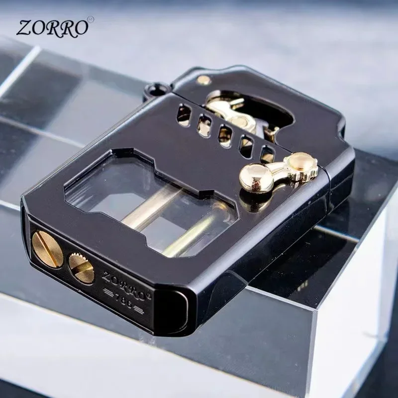 2025 New Zorro Kerosene Lighter Cyber Mecha Transparent Bin Rocker Cool Classic Torrens Tide Men Lighters Wholesale