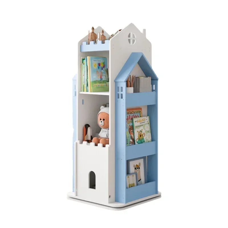 Creative Castle 360 Degree Rotating Bookshelf Picture Book Rack Student Storage Shelf