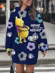 New Women's Sweatshirts Women's Long Cute Hoodie Disney Winnie the Pooh Print Hoodie Women's Hoodie Dress Casual Tops