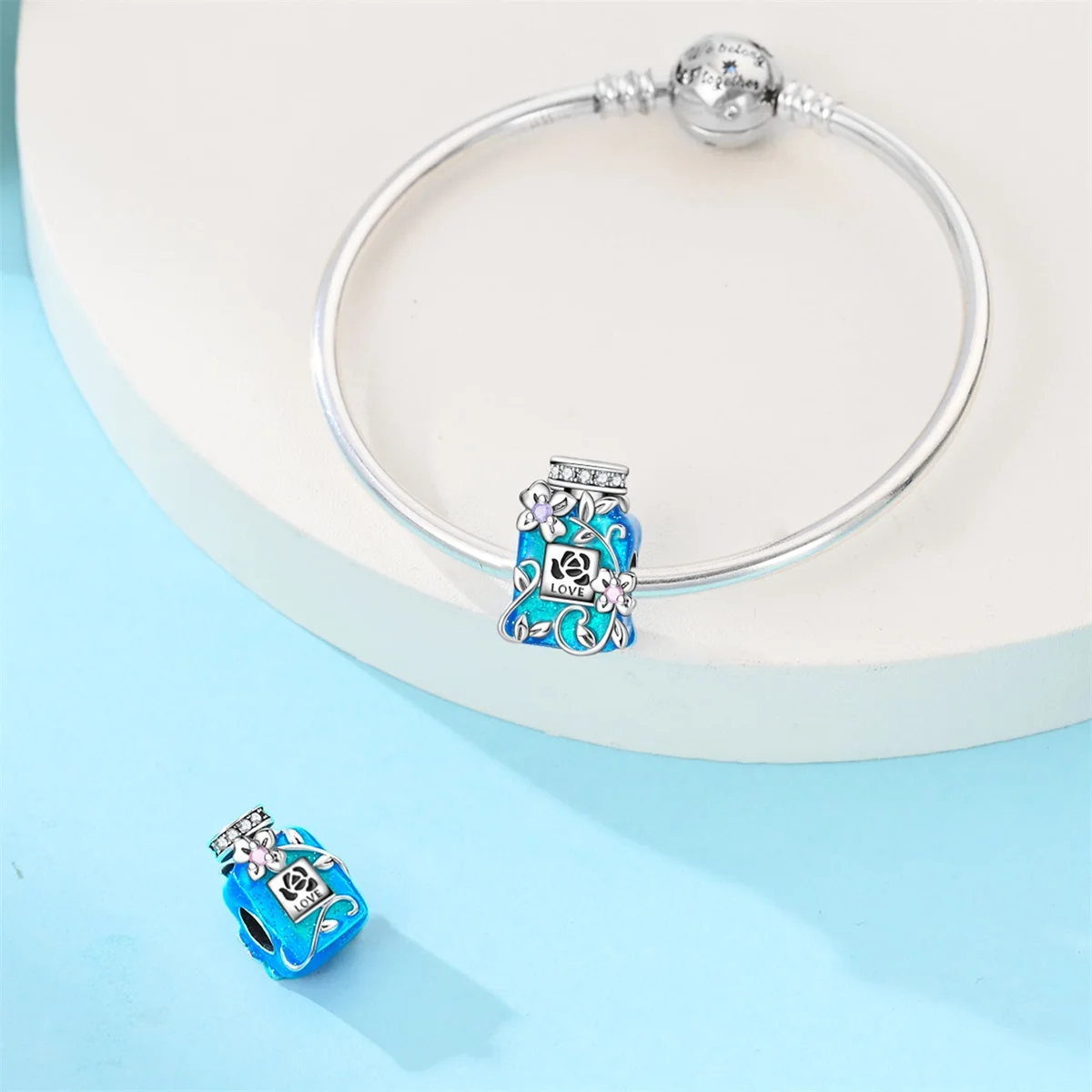 Charms Original 925 Sterling Silver Blue Perfume Bottle Beads Fit Bracelet Diy Fine Gift Women Delicate Jewelry Accessory