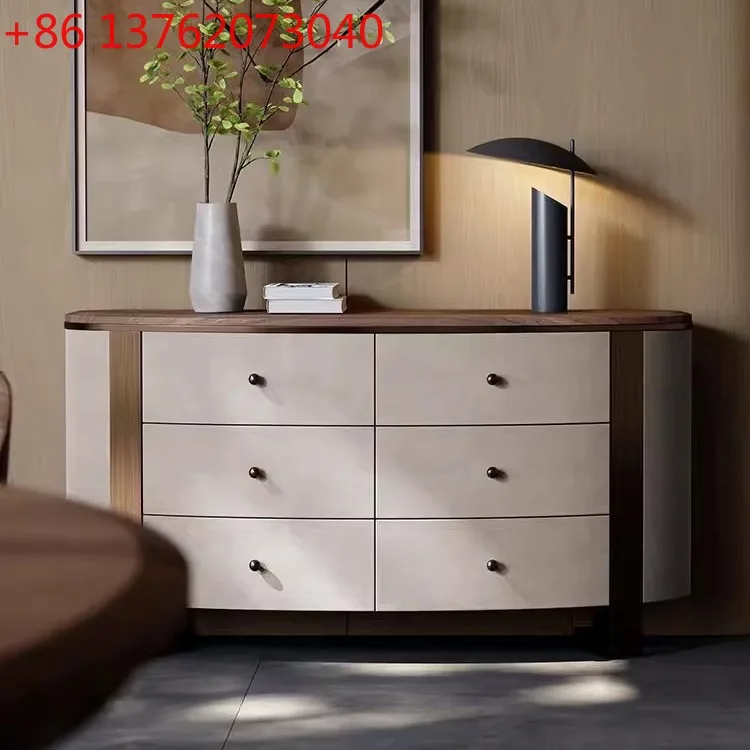 

Living room against the wall high-end bucket cabinet designer new solid wood light luxury six bucket cabinet