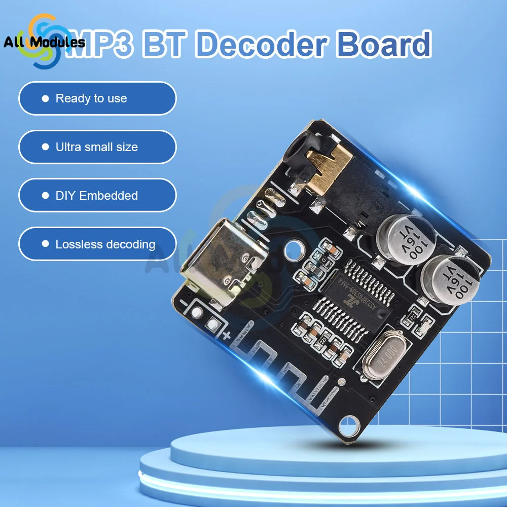 DIY Bluetooth Audio Receiver Board Bluetooth 5.0 MP3 Lossless Car Audio Decoder Board Wireless Stereo Music Module VHM-314