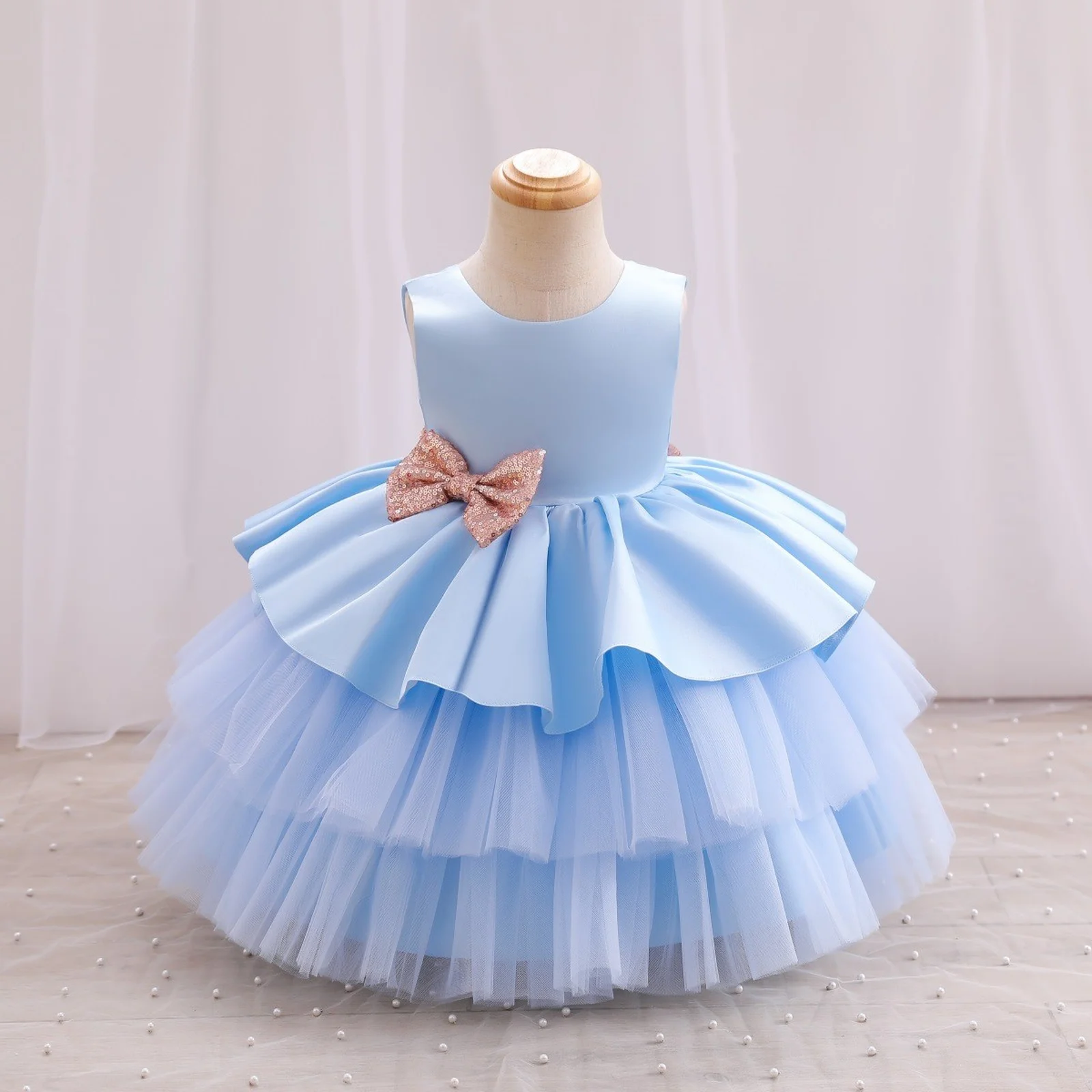 

Infant Sequin Bow Party Baby Girls Dress Toddler 1st Birthday Wedding Princess Baby Dress Tutu Girl First Communion Prom Costume