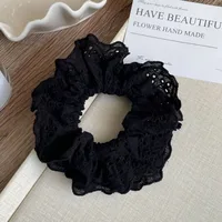 Elegant French Lace Hollow Wide Scrunchie Hair Band For Women Girls Sweet Hair Ornament Rubber Band Fashion Hair Accessories 4