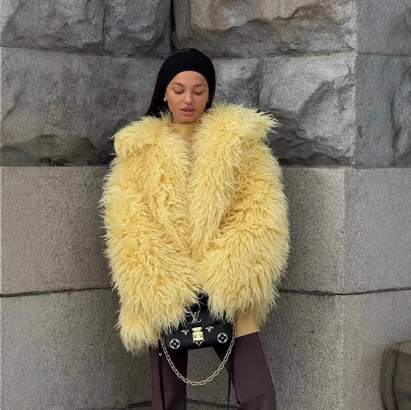 2026 Winter Women's Faux Fur Coat Oversized Scarf Round Neck Long Sleeve Jacket Open Stitch Loose Thick Warm Casual Outwear