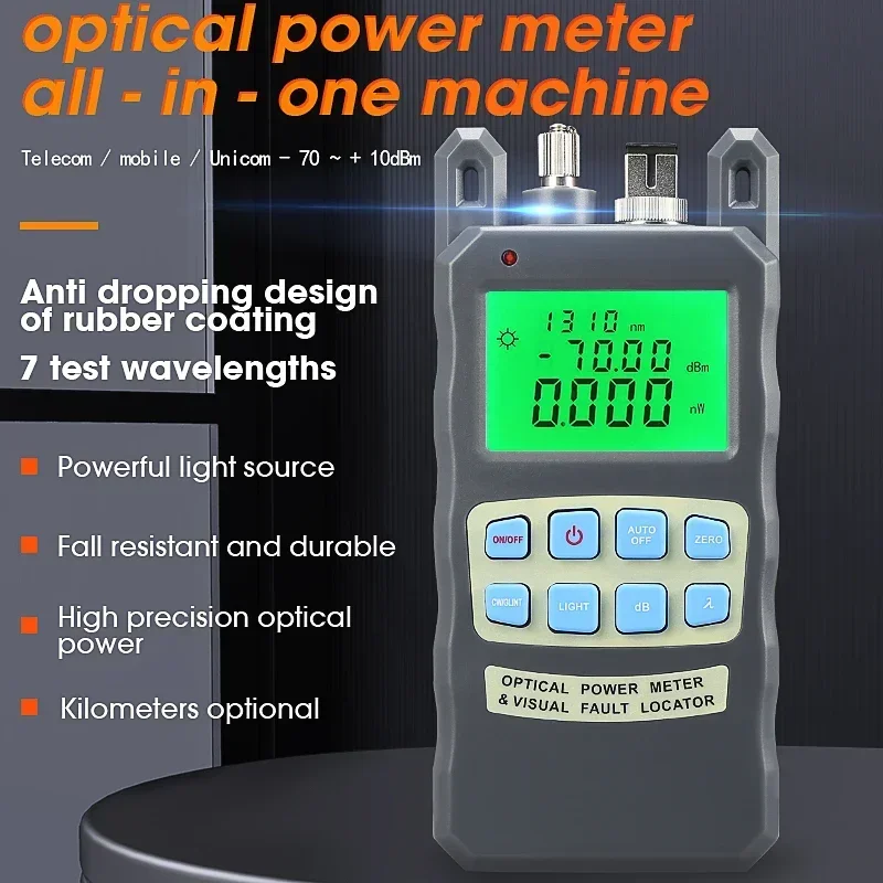 All-IN-ONE Optical Power Meter with 1-50Mw Visual Fault Locator Optical Fiber Tester 5KM 10km 20KM 30km 50km VFL